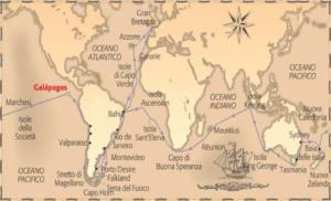 mappa geografica del viaggio di Darwin